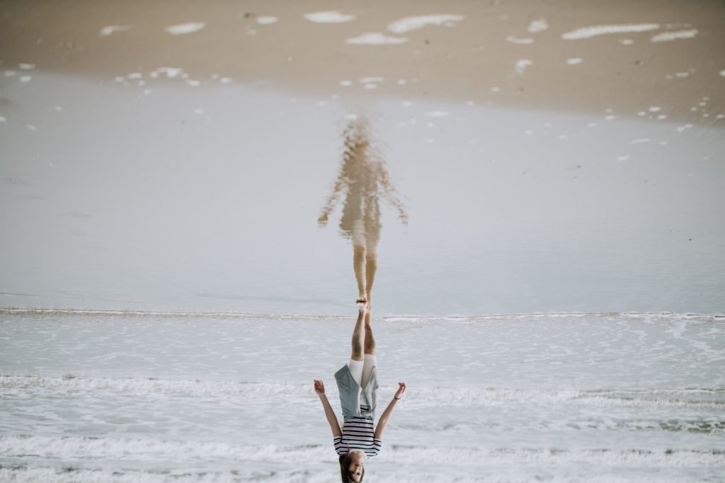 Reflection of woman in water