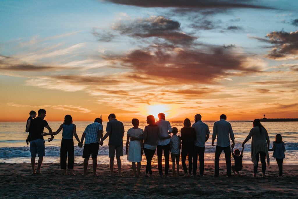 family on the beach