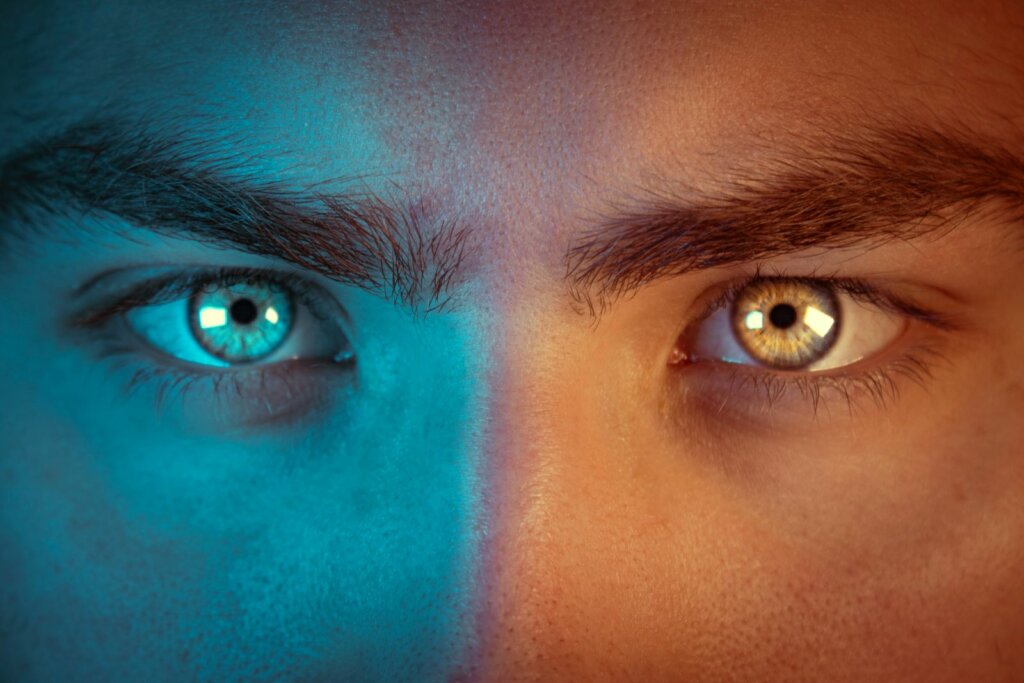 person with two colored eyes